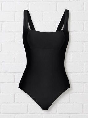 Cupshe Classic  Style Square Neck Black  OnePiece Swimsuit BathingSuit SZ L NWOT